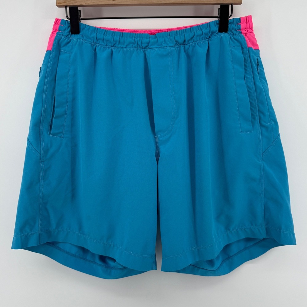 Birddogs Classic Lined 8" Shorts Blue Pink Men XL Nylon Pockets Elastic Waist
